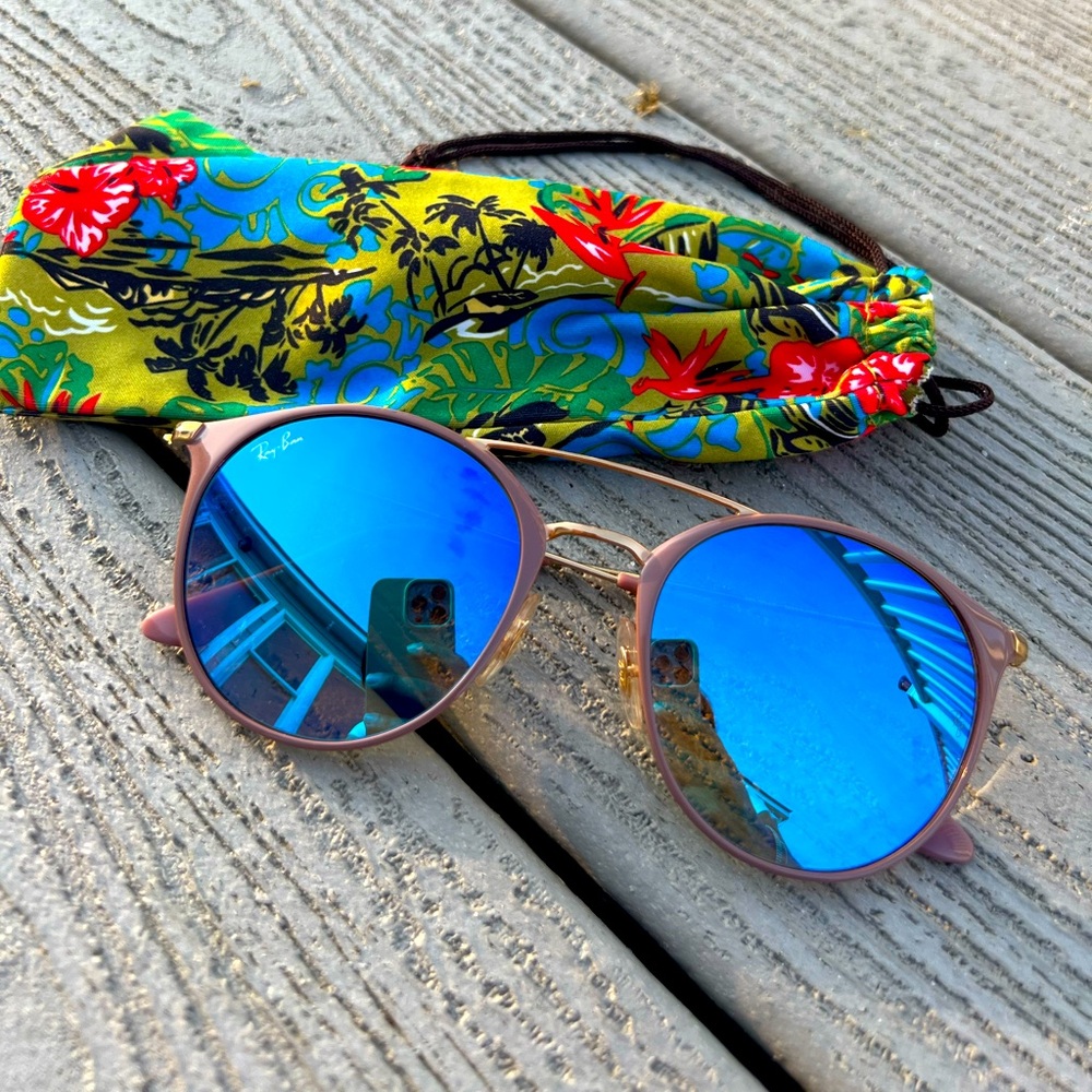 Ray-Ban Mirrored Round Double Bridge Sunglasses